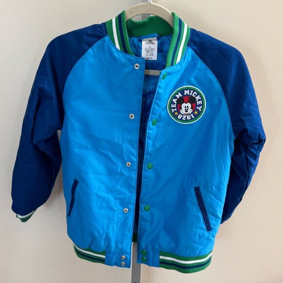 Disney Varsity Jacket Team Mickey Mouse 1928 Blue Snap Kids Size 7 8 - Picture 4 of 16